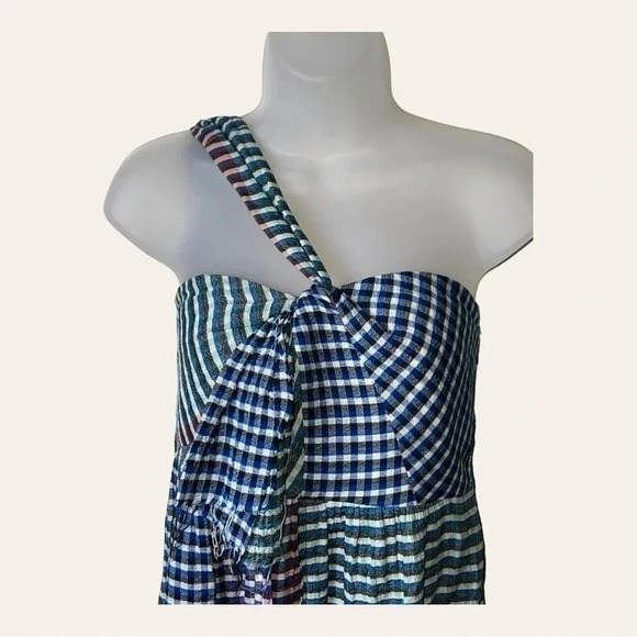 1014. Anthropologie MAEVE WEAVERLY‎ ONE SHOULDER DRESS MIDI LENGTH SIZE 2 - Picture 7 of 11